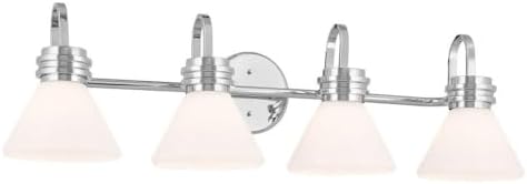 KICHLER Farum 34" 4-Light Vanity Light with Opal Glass in Chrome for Single or Double Vanity, Over a Mirror, Powder Room, Bathroom, (34" W x 9.5" H), 55156CH