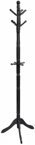 Tangkula Wood Coat Rack Freestanding, Entryway Height Adjustable Coat Stand with 9 Hooks & Stable Tri-Legged Base, Rubber Wood Coat Tree Hall Tree Coat Hanger Stand for Home Office Hall Entryway
