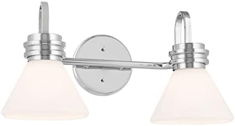 KICHLER Farum 19.25" 2-Light Vanity Light with Opal Glass in Chrome, for Vanity, Jack & Jill Layout, Over a Mirror, (19.25" W x 9.5" H), 55154CH