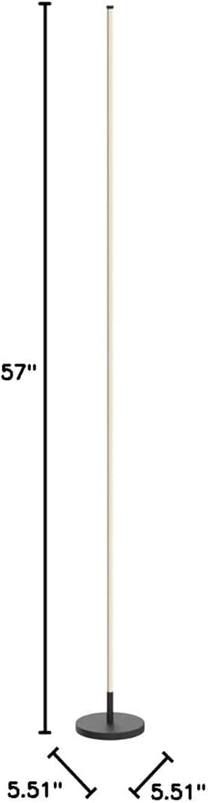 TACAHE Minimalist Corner Floor Lamp - 2700K-6500K Dimmable LED Night Light - Modern Standing Mood Lamp with Remote Control for Living Room, Bedroom - 57" 12W - Black - 1Pack