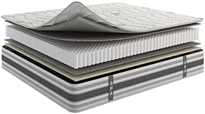 Ottomanson Queen 12" Hybrid Mattress - Meditation Antistatic Quilted Cover - Made in USA - Firm Support - Individually Pocketed Coils & CertiPUR-US Foam - Fiberglass-Free - Bed in a Box