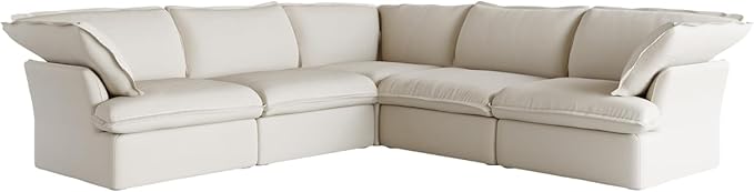 JACH V-Shaped Beige Cloud Couches, Convertible Modular Sofas, Minimalist Deep Seat Sofa, Down Fill Sectional, Couch Sofa Furniture for Living Room, Office, Apartment