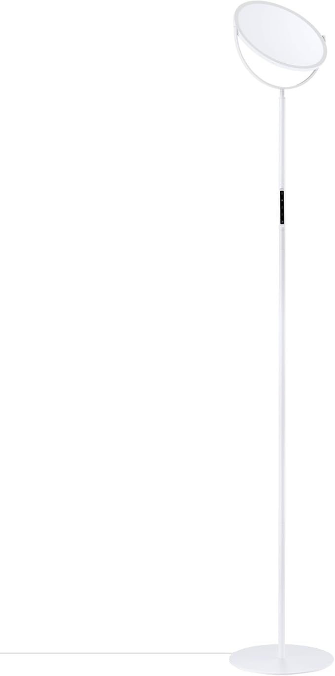 EDISHINE 76" Tall Floor Lamp, 28W 2500LM Bright LED Lights for Living Room, 300° Flexible Head Modern Torchiere Corner Lamps with Remote, 2700K-6500K Dimmable Standing Lamps for Bedroom, Office, White