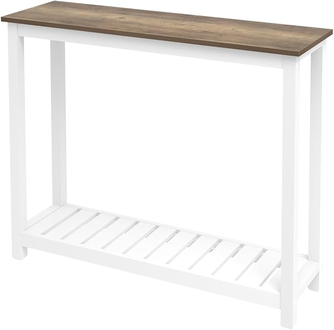 FOLUBAN Farmhouse Sofa Table, Rustic Vintage Console Table for Entryway, Living Room, Hallway, White