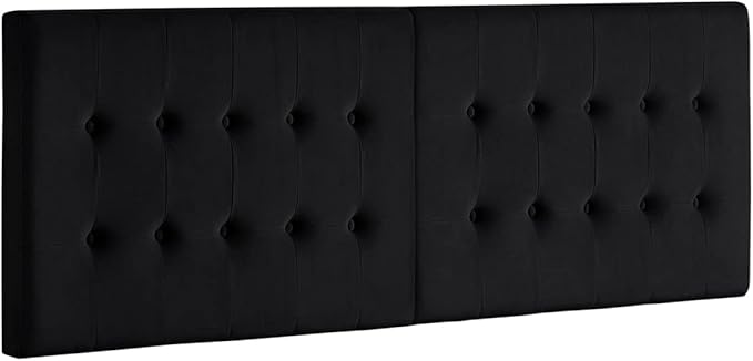 24KF Black Wall Mounted Tufted Button King Headboard, Soft Comfortable Velvet Padded King/CA King Size Headboard-6035-K-Black