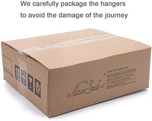 Nature Smile Wooden Pants Hangers Wood Bottom Jeans Skirt Hanger with Clips Anti Rust Hook Pack of 10 (White)