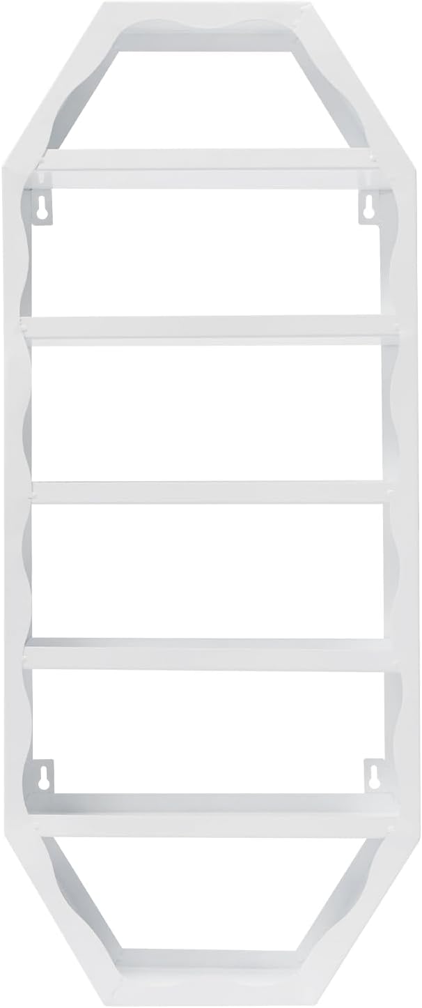 Metal Nail Polish Storage Rack, Wall Mounted Cosmetic Display Case, Lipstick Shelf, Essential Oil Organizer for Bottles, Spa Nail Salon (White)
