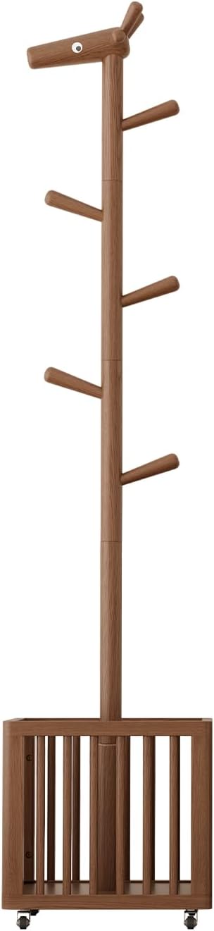 Coat tree freestanding heavy duty,Wooden coat rack freestanding for Entrance, Bedroom, Living room(Walnut)