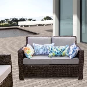 Outdoor Lumbar Pillows - Decorative Pillows with Insert Included Set of 2 Outdoor Pillows for Patio Furniture 12x20 Inch