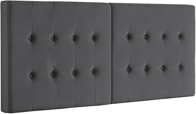 24KF Dark Gray Wall Mounted Tufted Button Queen Headboard Full Headboard,Soft Comfortable Velvet Padded Queen/Full Size Headboard-6035-Q-Dark Gray