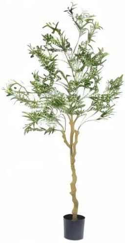 Tall Faux Olive Tree,7ft(84in) Realistic Potted Silk Artificial Indoor with Green Leaves and Big Fruits for Home Office Living Room Bedroom Stairs Foyer Decor.