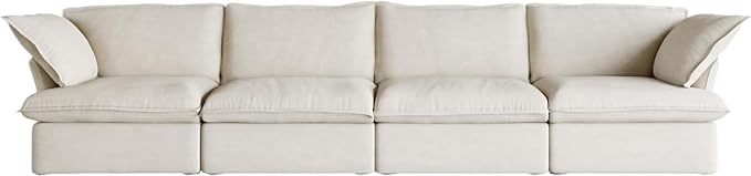 JACH Modular Sectional Couches for Living Room, Deep 4 Seats 162" Sectional Sofa, Cushion Covers Removable, Two Corners and Two Middle, Sofas Furniture for Living Room, Beige