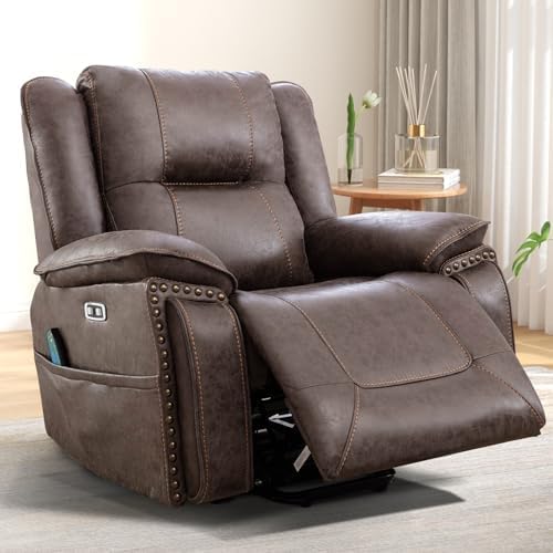 Phoenix Home Dual Motor Power Lift Chair for Elderly, Lift Chairs with Massage and Heat, Faux Leather Electric Chairs for Adults, Recliner Chair with USB, 2 Concealed Cup Holders, Smoke Gray