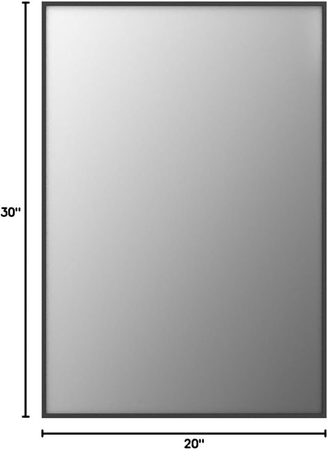 20x30 Inch Black Bathroom Mirror, Copper-Free Mirror, Aluminum Alloy Frame Vanity Mirror, Rectangle Wall Mounted Mirror, Modern Mirror for Bedroom/Living Room/Porch Horizontal or Vertical