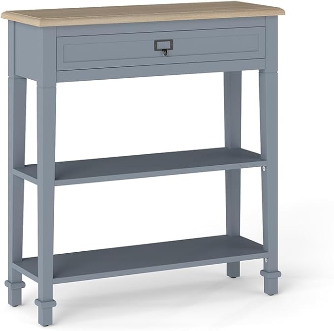30 Inch Console Table for Entryway, Narrow Entry Table for Living Room Entryway Home w/Drawer and Bottom Shelf, Grey