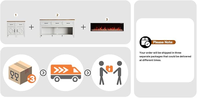 Modern TV Stand with Fireplace for TVs Up to 95 Inch,Entertainment Center with 50" Electric Fireplace,88" TV Console with Storage Cabinet Drawers for Living Room(Off White)