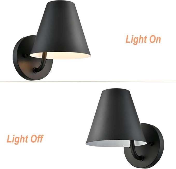 DIRYZON Industrial Wall Sconces Set of Two,Metal Barn Wall Lights for Bedroom,Black Sconce Lighting for Living Room Kitchen Hallway