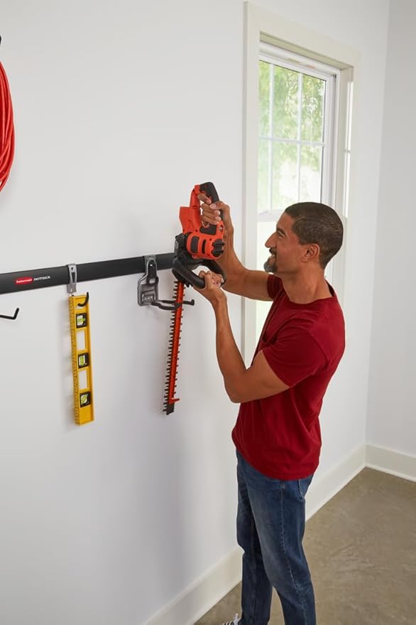 Rubbermaid Fasttrack Garage Storage Utility Hooks 7 Piece Black All in One Rail Hook Kit and Tool Organizer Heavy Duty for Home/Garage/Shed/Garden