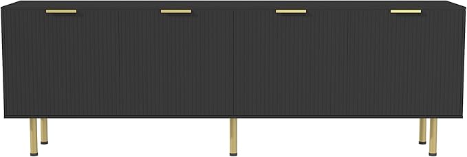 Black TV Stand for TVs up to 80 Inch,Mid Century Modern TV Console,TV Stands for Living Room & Bedroom,Entertainment Center with Storage,Entertainment Stand,TV Cabinet for 55,60,65,70,72,75,80 Inch TV