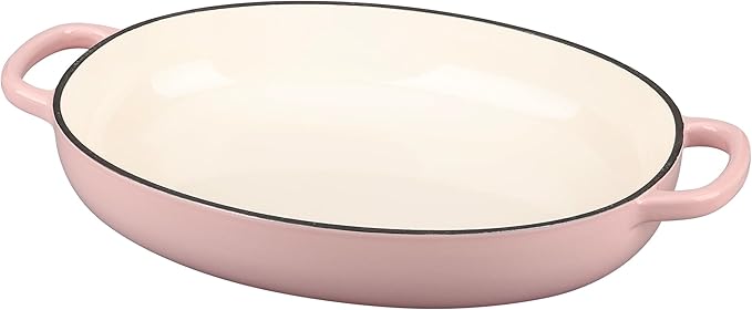 Enameled Oval Cast Iron Dutch Oven Pot with Lid, Bread Dutch Oven for Sourdough Bread Baking, 6QT, Pink