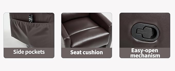 PELUMY Massage Recliner Chair with Heat - Manual Rocker Swivel Recliner, 360° Rotation & 155° Recline for Living Room(Breathable Leather, Brown)