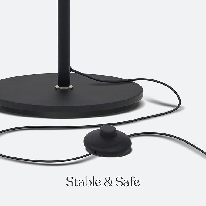 Brightech Nova Modern Color Changing Floor Lamp - LED Lamp with Stunning RGB Color Gradient and Contemporary 3-Circle Ring-Style Pendant - Corner or Over-The-Couch Arching Pole Standing Lamp - Black