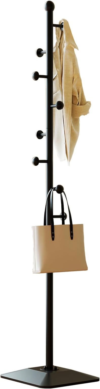 Coat rack,Metal coat hanger stand,Coat Tree freestanding Heavy duty with 8 Hooks and Cast iron base for coats,Hat,scarf,jacket,purse