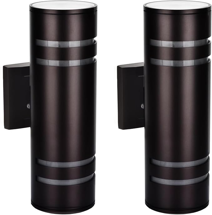 Smart Outdoor Wall Lights Color Changing 2 Pack, RGB+2700K-6500K Modern Exterior Lighting Fixtures Cylinder Outside Wall Sconce with Glass, WiFi APP Control Up Down Outdoor Porch Lights