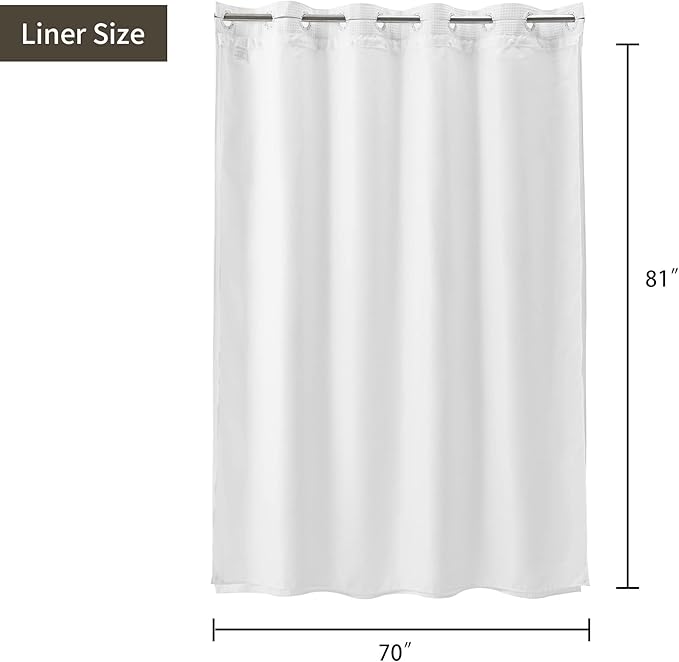 River Dream Extra-Long Waffle Weave Shower Curtain with Snap-in Liner,Cotton Blend Fabric Heavy Duty,No Hooks Needed Shower Curtain for Bathroom,Hotel Quality Shower Curtain Set,White,71x86 inches