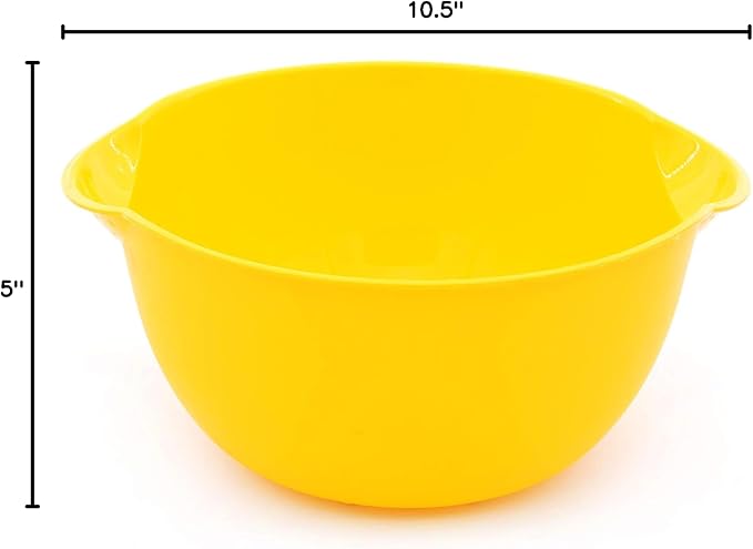 Mintra Home Mixing Bowl w/Colander (Large 4.5L, Yellow) - For Washing & Draining Fruits And Vegetables - Heavy Duty Plastic for Baking, Cooking Supplies - Dishwasher Safe