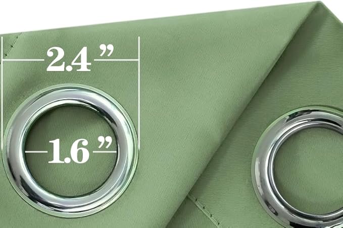 Mrs.Naturall 108 Inch Curtains,Grommet Room Darkening Drapes Blackout Curtains 108 Inches Long for Living Room 2 Panels Set,Sage Green