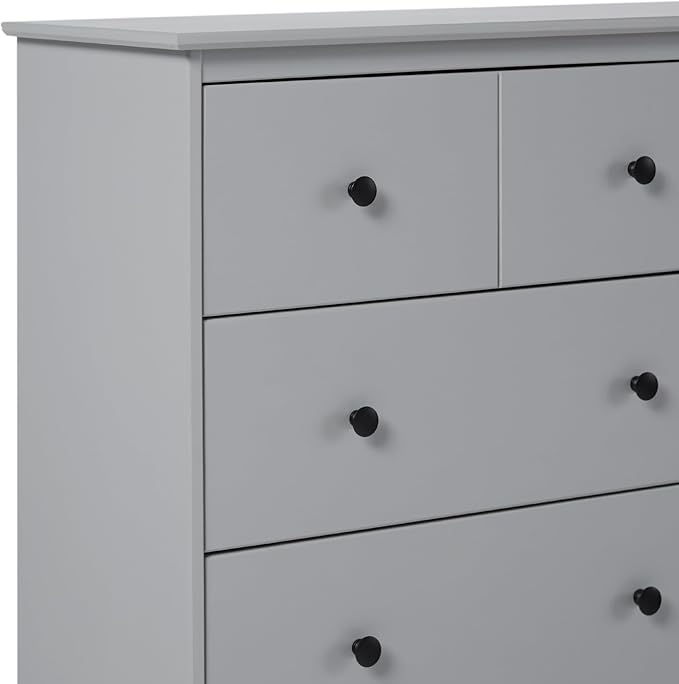 Walker Edison Modern 6-Drawer Solid Wood Dresser Bedroom Storage, 57 Inch, Grey