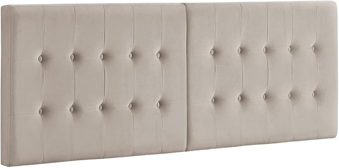24KF Taupe Wall Mounted Tufted Button King Headboard, Soft Comfortable Velvet Padded King/CA King Size Headboard-6035-K-Taupe