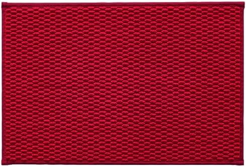 Bathroom Rugs Non Slip Washable, Super Absorbent Thin Bath Mat Small Quick Dry Low Pile Bathroom Rug, Red 16"x24"