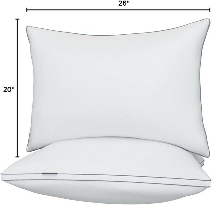 viewstar Bed Pillows Standard Size Set of 2, Hotel Cooling Down Alternative Gusseted Pillows for Side, Back, or Stomach Sleepers, White