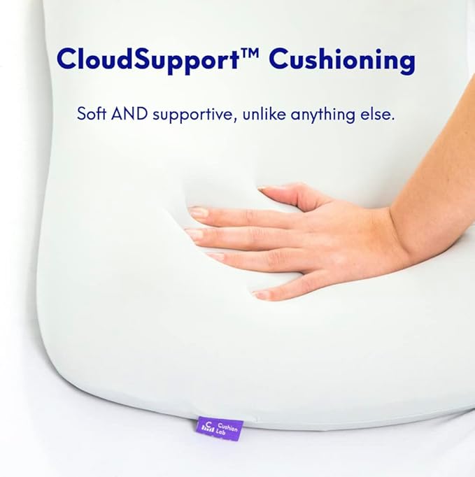 C CUSHION LAB Deep Sleep Pillow, Patented Ergonomic Contour Design for Side & Back Sleepers, Orthopedic Cervical Shape Gently Cradles Head & Provides Neck Support & Shoulder Pain Relief - Calm Grey