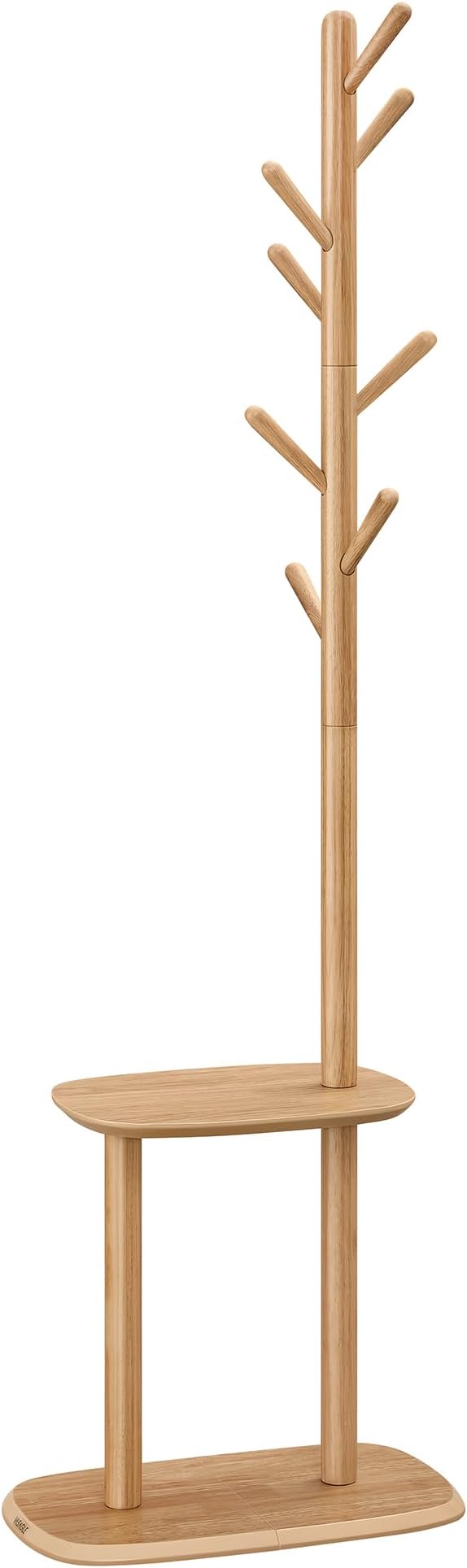 VASAGLE Coat Rack, Free Standing Coat Stand, Hall Coat Tree with 8 Hooks and Storage Shelf, 67.2 Inch Tall, for Coats, Hats, Bags, for Entryway, Hallway, Bedroom, Natural Beige URCR040N02