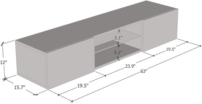 Meble Furniture Fly Type-33 Floating TV Stand - Rectangular Shape Modern High Gloss TV Stand with Storage Cabinets & Led Lights - Media Entertainment Center Console Table for TV Up to 70" - Black