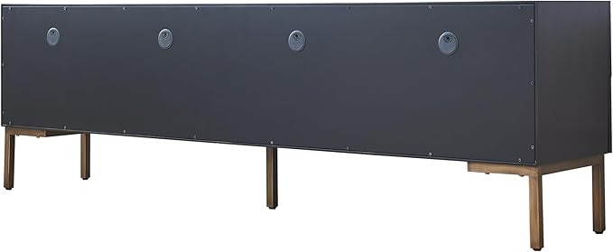 78'' Modern TV Stand with Gold Iron Legs, 4-Door Black TV Table with Shelves, Mid Century Media Console Table for TVs Up to 80''