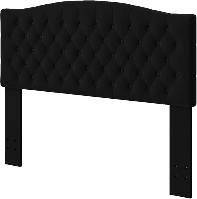 Velvet Upholstered Headboard Queen/Full Size Latest Model Wall Mount, Bed Frame Mount, Featuring High-Density Sponge Padding, Luxury Texture Easy Assembly Comfort and Style-Black