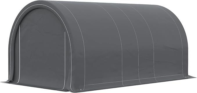 Outsunny 10' x 16' Carport, Heavy Duty Portable Garage Storage Tent with Large Zippered Door, Anti-UV PE Canopy Cover for Car, Truck, Boat, Motorcycle, Bike, Garden Tools, Outdoor Work, Gray