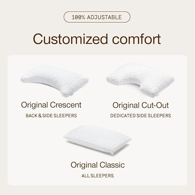 Coop Home Goods Original Cut-Out Adjustable Pillow, King Size Bed Pillows for Neck & Head Support, Memory Foam Pillows - Medium Firm for Side Sleeper, CertiPUR-US/GREENGUARD Gold
