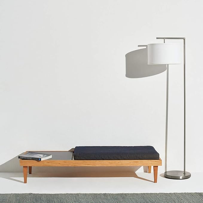 Brightech Montage Modern Floor lamp, LED Floor Lamp for Living Rooms & Offices - Tall Standing Lamp for Bedroom Reading - Corner Pole Lamp for Contemporary Home Decor - Satin Nickel