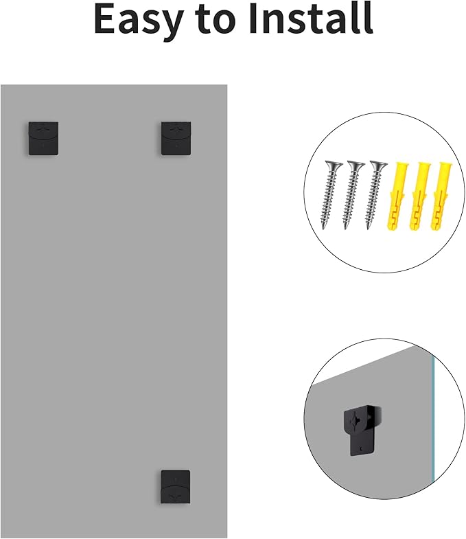 Frameless Mirror, 24x48 Inch Large Bathroom Mirrors for Wall Over Sink, Upgraded Shatterproof Vanity Mirror with Polished Edge for Bathroom,Bedroom,Living Room and Entryway