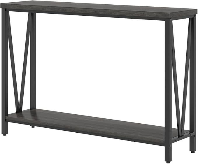FOLUBAN Console Table for Entryway, Modern Sofa Table Behind Couch, Narrow Entry Table for Hallway, Living Room (Industrial, Dark Gray)