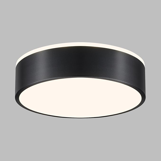 Vikaey Black LED Ceiling Light, Modern Flush Mount Ceiling Light Fixture, Minimalist Round Metal Lighting Fixture Ceiling Lamp for Hallway, Entryway, Bedroom, Balcony, 11.81 Inch