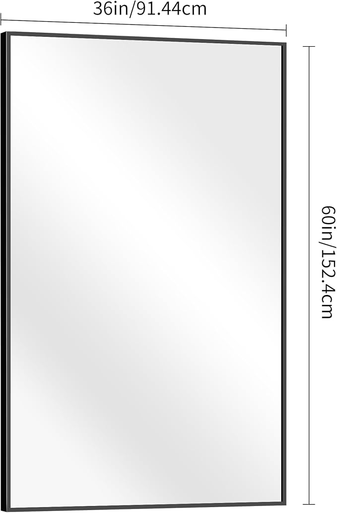 BONEWEI Bathroom Mirror,60x36 inch Large Wall Mirror for Bathroom Wall Mounted Black Rectangle Mirrors,Black Bathroom Mirror for Living Room,Farmhouse,Bedroom Entryway,Horizontal/Vertical