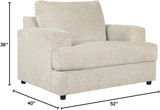 Signature Design by Ashley Soletren Contemporary Chenille Chair and a Half, Off-White
