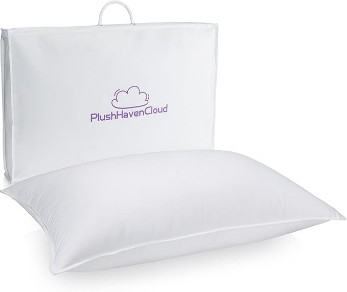 White Goose Down Pillow - Luxury Hotel Bed Pillow with Natural 1000+ Fill Power, Natural Goose Feather Pillow for Sleeping, 600 Thread Count Cotton Shell, Queen Size- Soft, 1 Pack