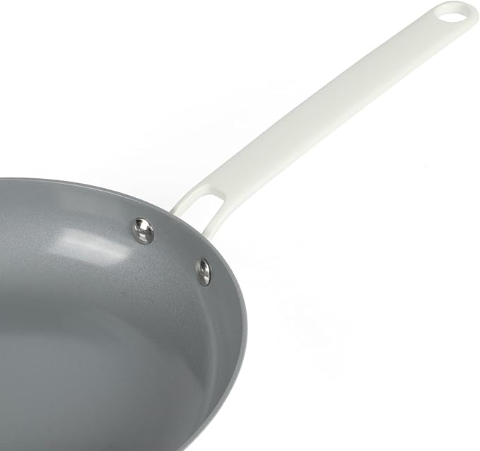 Martha Stewart Emmeline Premium Nonstick PFA Free Ceramic Interior 12 Piece Heavy Gauge Enamel Aluminum Pots and Pans Cookware Set - Linen White